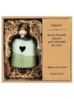 DEMDACO Winnie the Pooh Support Green Stoneware Mini Bell Best Friend Keepsake